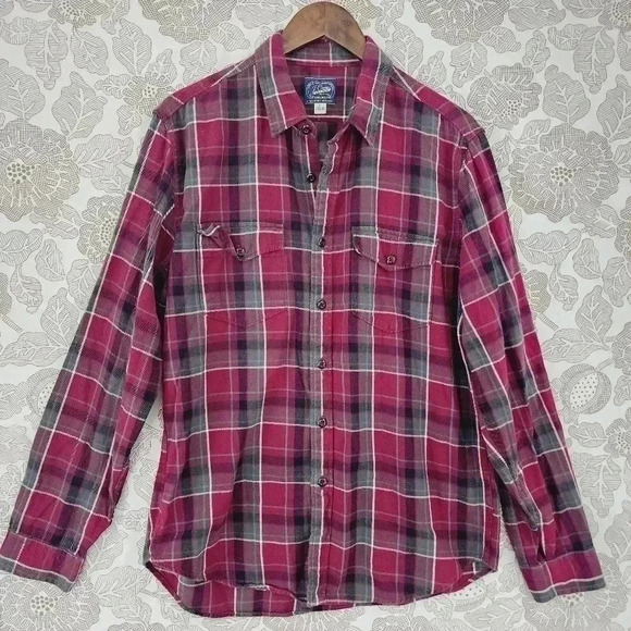 J. Crew Flannel Plaid Button down Long sleeve Men's Size L 2847 - Picture 1 of 7